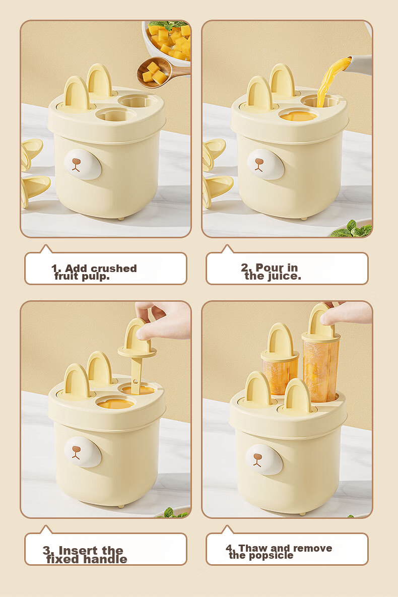 Canjiangjun Homemade Ice Cream Mold for Home Use, Ice Pop And Popsicle Mold, Creative Cartoon DIY Ice Cube Mold, Set of 2 4