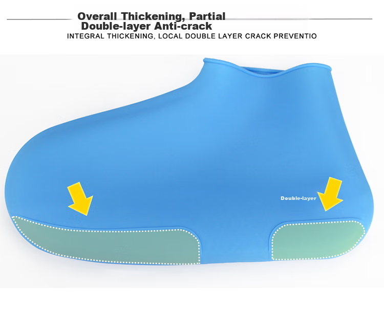 Huili Rain Shoe Covers for Men, Women And Children, Fashionable Thickened Portable Short Waterproof Rain Boots And Shoes 1001 Blue Thickened L 12