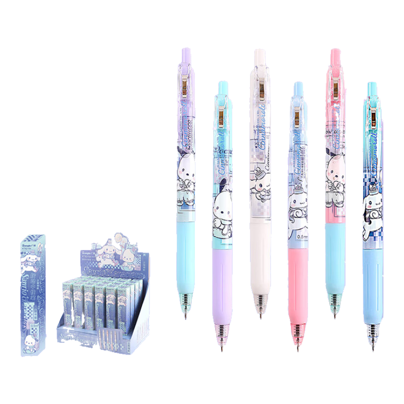 GuangBo &Sanrio Push-Button Blind Box Gel Pen, Black Smooth ST Tip Exam Pen Writing Pen Signature Pen 1 Piece, Stationery Back-To Gift KT82154