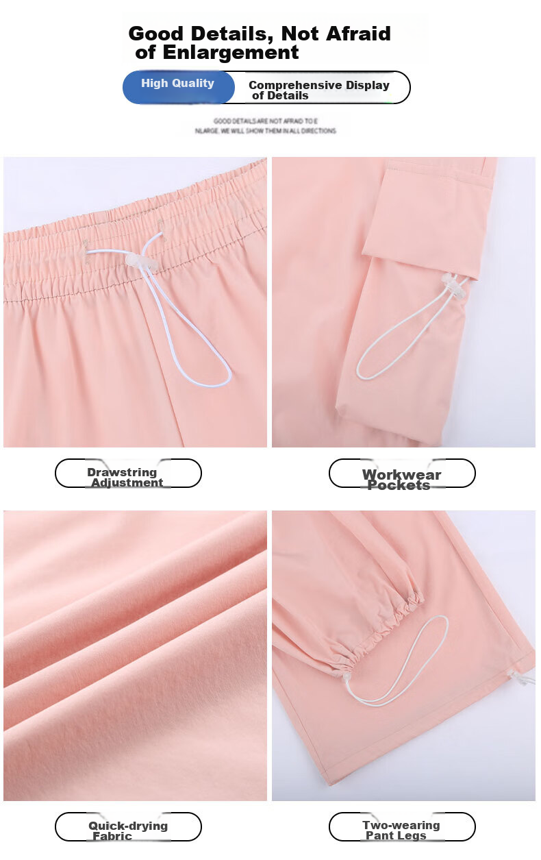 LangSha American-Style Parachute Cargo Pants for Women, Summer Ice Silk High-Waist Wide-Leg Loose Casual Quick-Dry Outdoor Sports Pants for Wome 19