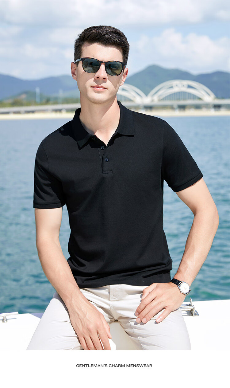 Andongniao [Double-Thread 100% Cotton] Men's High-End Polo Shirt, Smooth Short-Sleeve Summer Lightweight Luxury Collared Breathable Pique T-Shirt 15