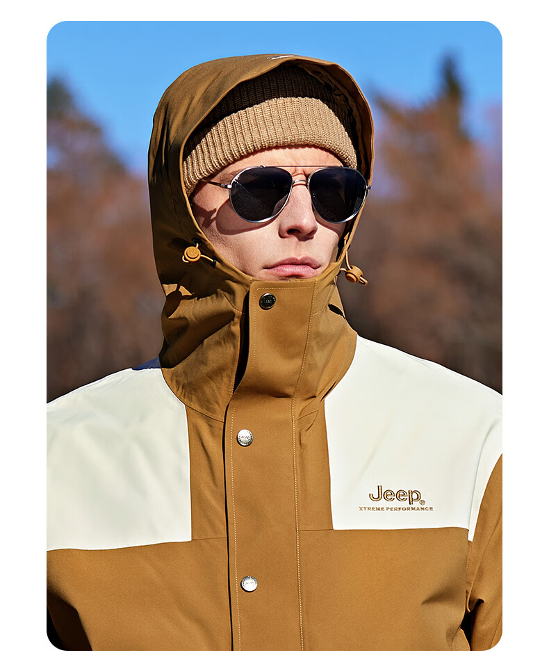 Jeep Men's And Women's Three-In Outdoor Hardshell Windproof Waterproof Mountaineering Jacket, Detachable Fleece-Lined Coat, Jungle Gree 15