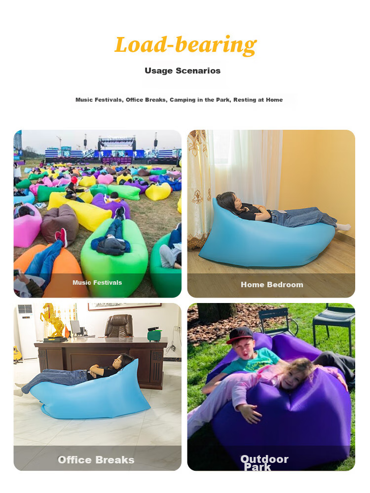Geshu Outdoor Inflatable Sofa, Camping Chair, Concert And Music Festival Lazy Inflatable Bed, Autumn Picnic Inflatable Lounge Chair with Cushion, Orange 6