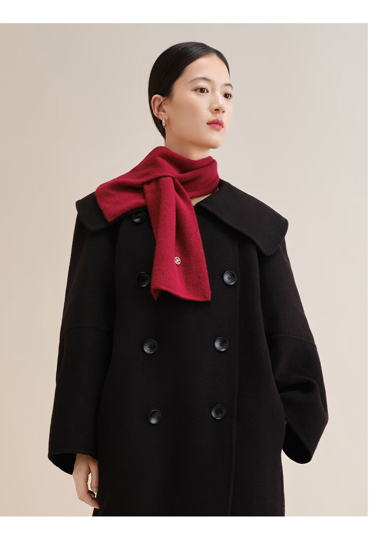 Wanshili WENSLI Cashmere Red Scarf, Women's Shawl, Warm, Gift for Girlfriend, Holiday Present, Gift Box Packaging, Song Yu 23