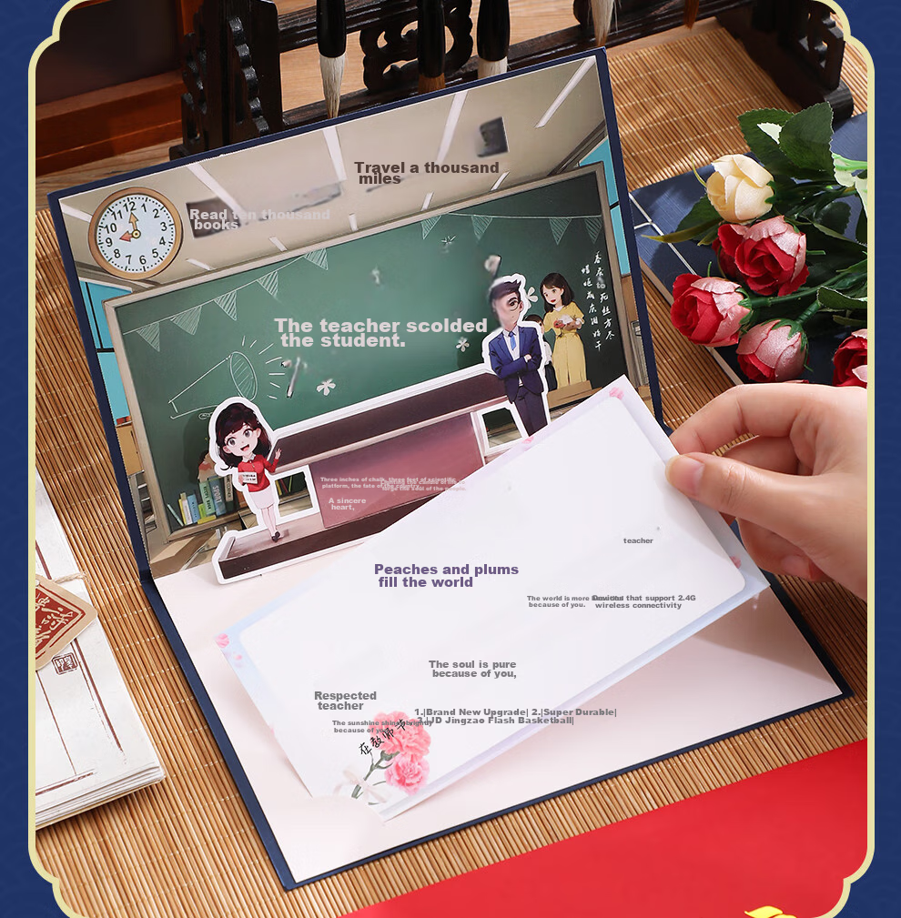 Faramon Teacher's Day Greeting Card for Students to Give to Teachers, New 3D Pop-Up Card, Creative High-End Handwritten Message, Thank-You Note, Postcard, Red 14