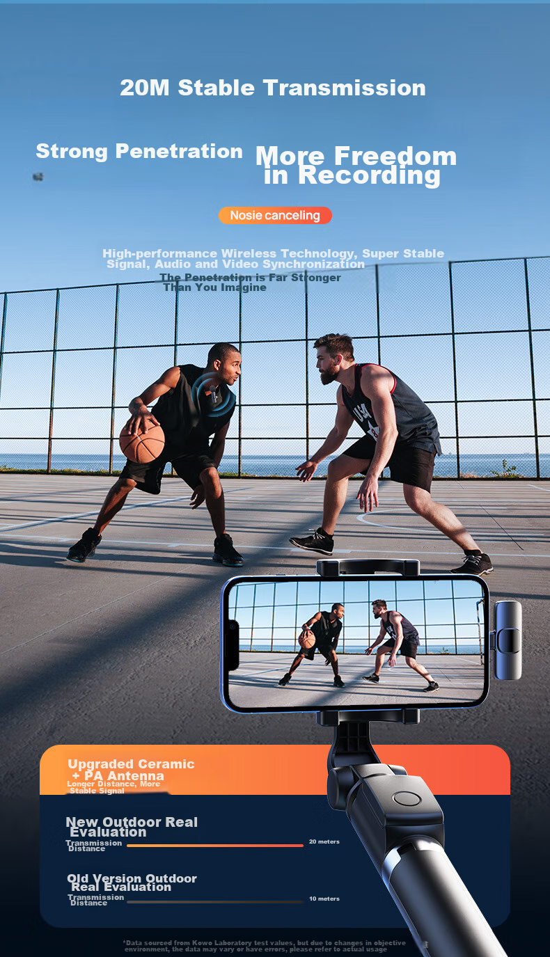 KOVOL [Ultra-Long Battery Life] Wireless Lavalier Microphone, Live Streaming And Recording, Outdoor Interviews, Short Video Karaoke, Portable Microphone with Two Mics, Compatible with Apple And Android 16