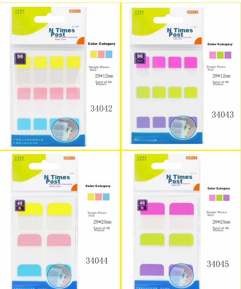 STICKN Fluorescent Index Labels Sticky Notes Classification Paper Organizer 28*25mm, Easy-To Paper Tags, 192 Pieces, 6 Colors, 38008JD 3
