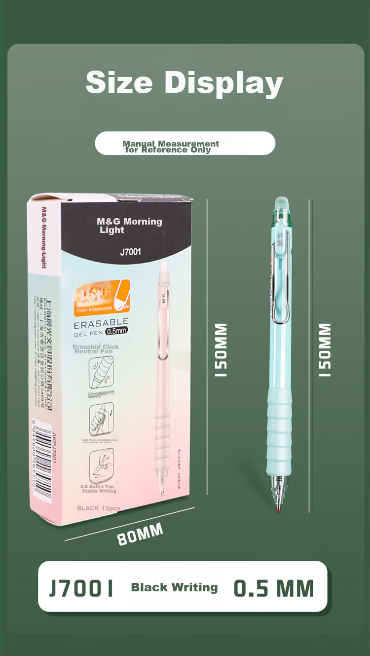 M&G Erasable Pen, Student Gel Pen, Easy-Erase Pen, Magic Retractable Cloud Grip Pen, Random Pen Barrel Color, AKPJ7001A, 6 Pieces 8