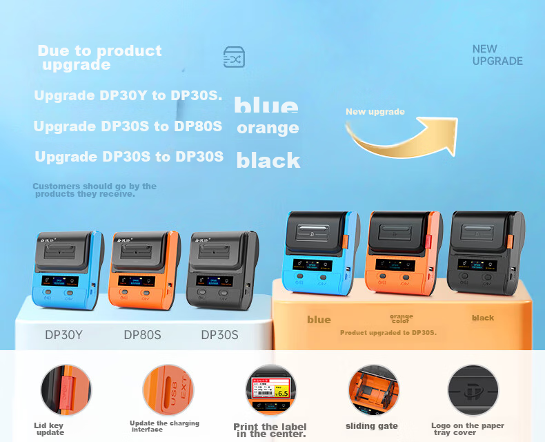 Detong DP30S Supermarket Price Label Printer for Clothing, Jewelry, Food, Handheld Non-Adhesive Portable QR Code Bluetooth Price Gun, DP30S + 7 Rolls Blue Supermarket Labels 1