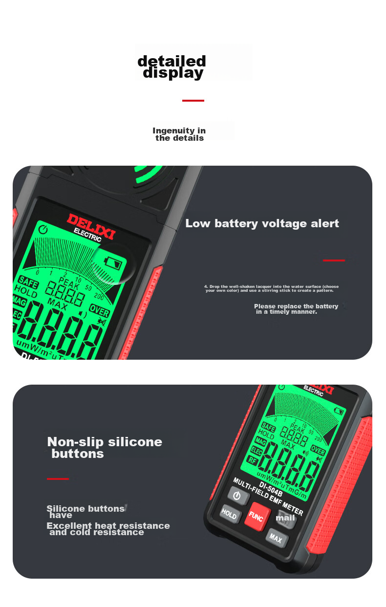 DELIXI ELECTRIC Electromagnetic Radiation Tester, High-Frequency DI504A, Home-Use Electromagnetic Field Radiation Detector 13