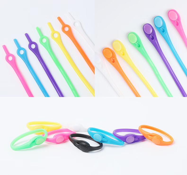 FOOTOPPO Colorful Lazy Shoe Laces, Silicone Slip-On Buckle, Elastic Drawstring, No-Tie Elastic Band, Children's Stretchy Shoe Cord 11