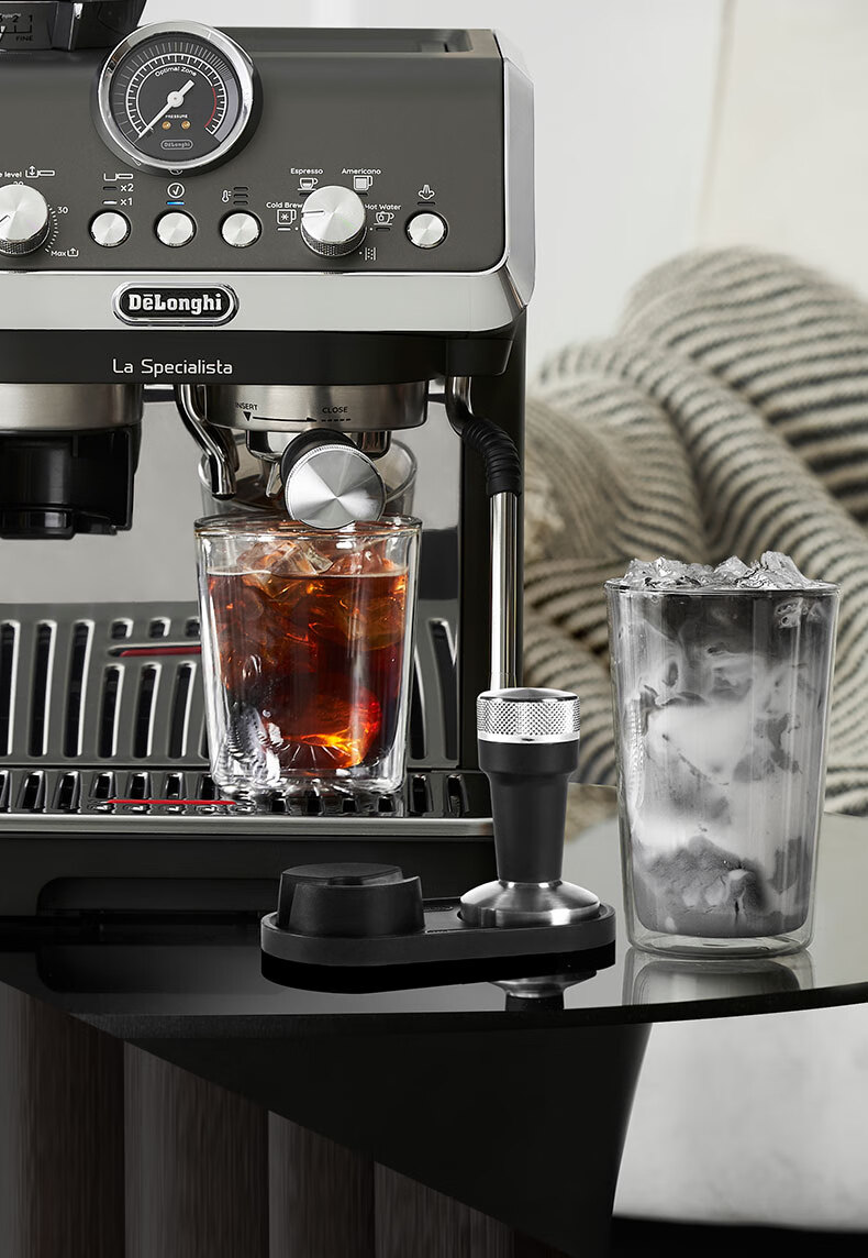 Delonghi [Upgraded Version] Home Semi-Automatic Coffee Machine Cold Brew Edition Silver Knight Grinder All-In Machine with Visible Pressure Manual Milk Frother EC9255.BK Black 13