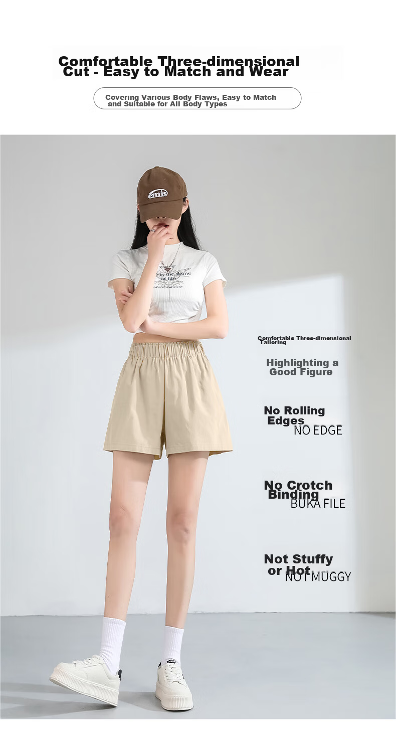 Baleno 100% Pure Cotton Shorts for Women, New Summer 2025 Style, High-Waisted Loose Wide-Leg Pants, Versatile Three-Quarter Length Shorts for Outdoor Activities And Travel 6