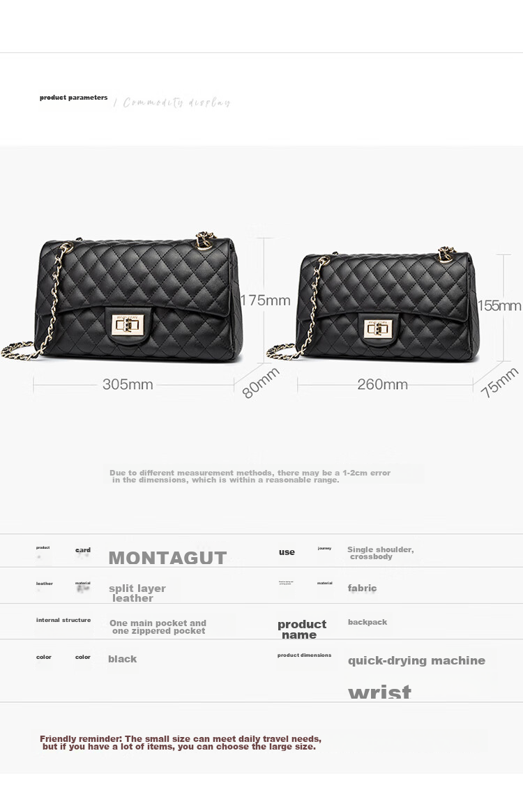 MONTAGUT Women's Handbag, Chanel-Inspired Chain Bag, 2026 New Crossbody Bag, Shoulder Bag, Birthday Gift for Wome 18