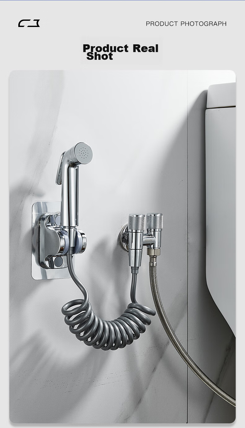 KEGOO Toilet Spray Gun Companion Angle Valve One-In Two-Out Set, Bathroom Pressure-Increasing Flush Spray Head Water Distributor Tee K5057 13