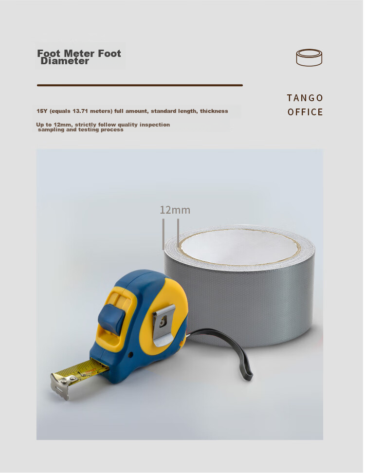 TANGO Office Strong Carpet Tape, Windproof, High-Adhesive, Wear-Resistant, Waterproof Tape, Can Be Hand-Pulled, Gray, 48mm*15y (13.7 Meters), 3 Rolls 10