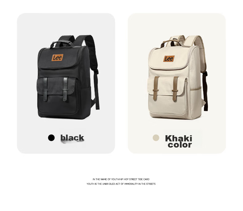 Lee Backpack for Men And Women, Stylish Niche Design, Large Capacity Travel Backpack for College Students, Laptop Bag for Middle School, Khaki Color 4