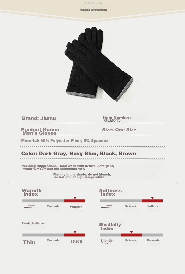 JIUMU Warm Gloves for Men, Winter Thickened Fleece-Lined, Suitable for Cycling And Driving, Windproof And Cold-Resistant, Touchscreen Compatible 2