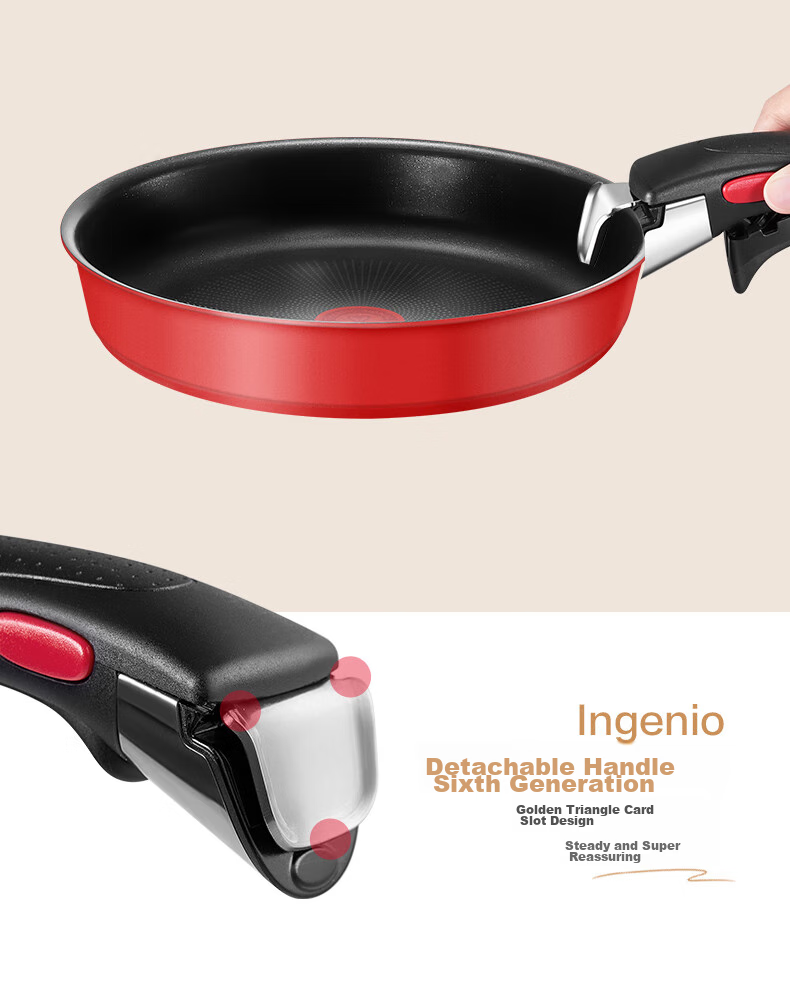 Tefal Detachable Frying Pan 26cm Convertible Baking Dish Cookware Compatible with Induction Cooker And Oven, Titanium Non-Stick Pot Can Be Washed in Dishwasher 22
