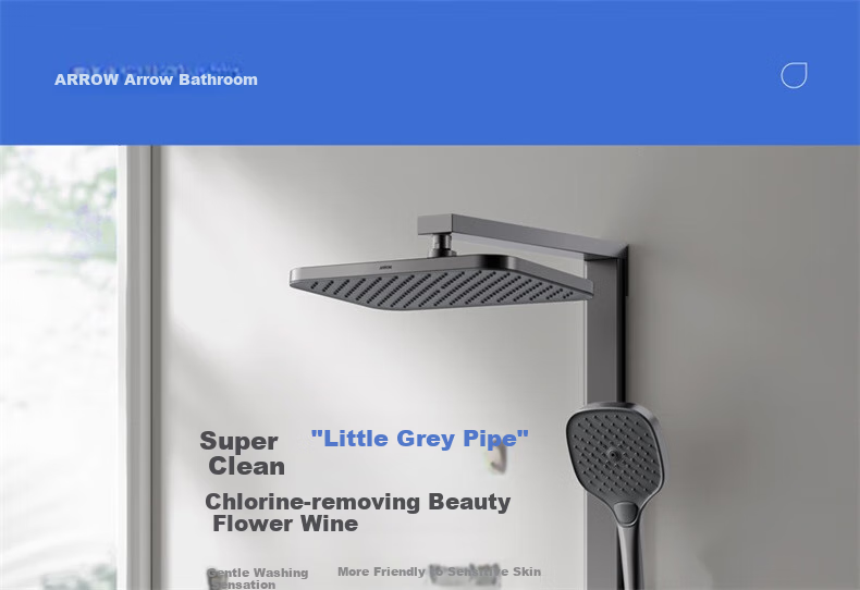 ARROW Shower Head with Large Storage Square Tube, White Bathroom Full Copper Piano Key Shower Head AE34191MZMKW2 2