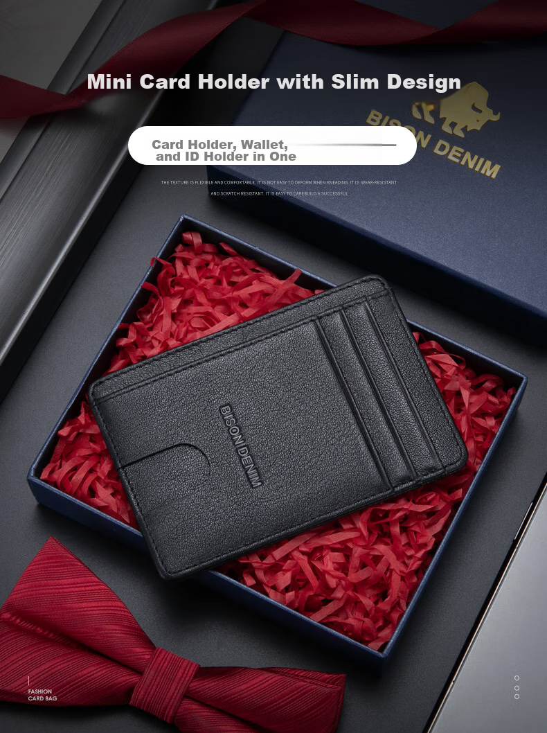 Meizhouyeniou Card Holder for Men, Ultra-Thin, Top-Grain Leather, Multi-Slot ID Holder, Birthday Gift for Boyfriend 2