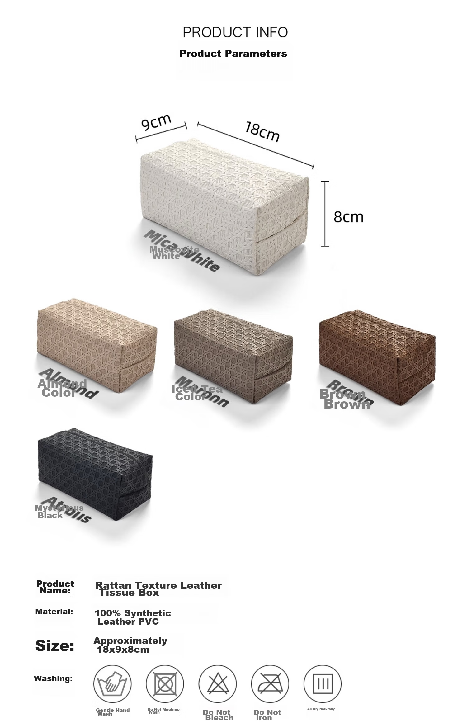 Fanyejia Tissue Box with Rattan Pattern, Luxury Leather Tissue Holder, Storage Box for Living Room, Bedroom, And Dining Table 2