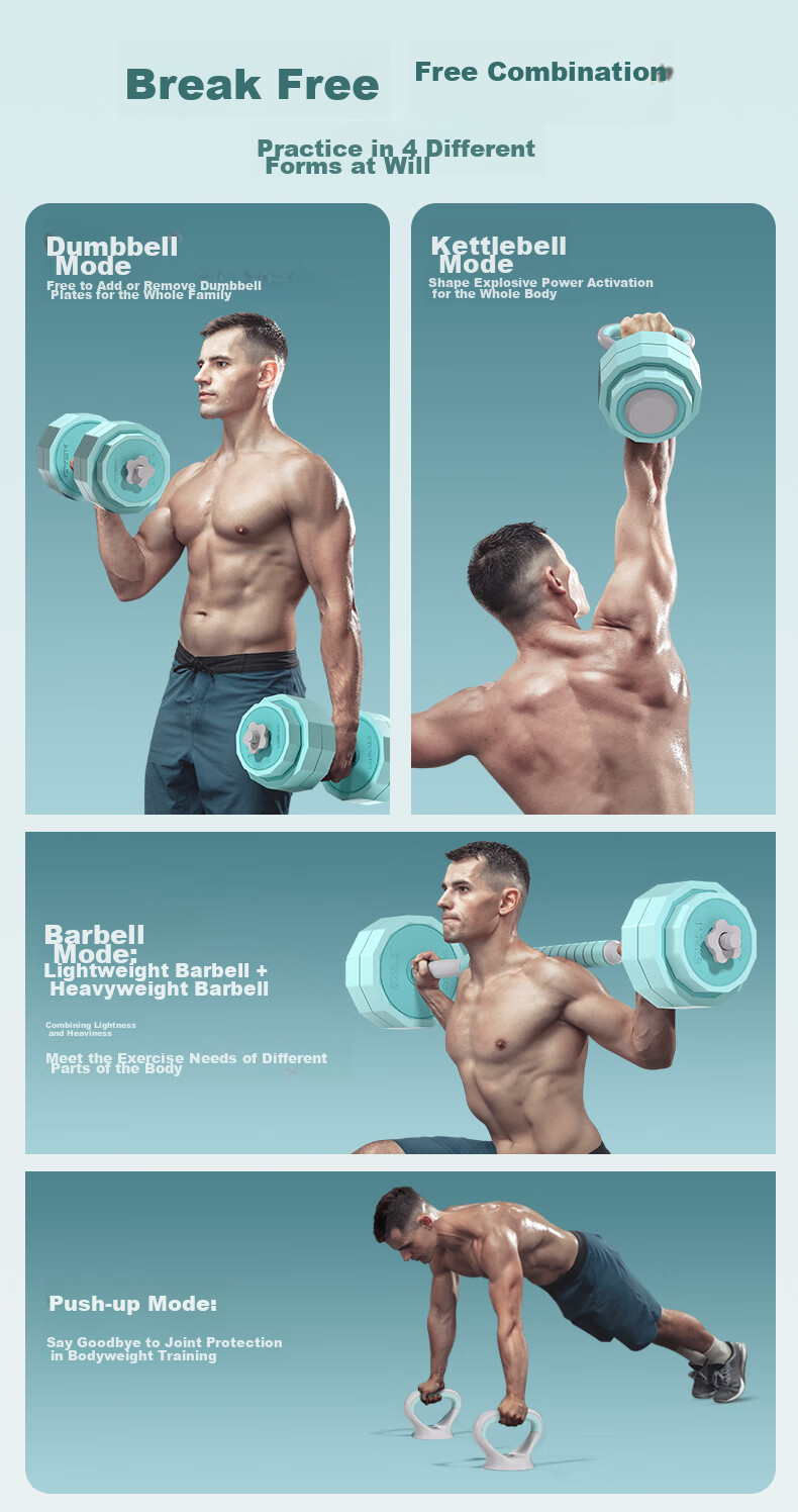 HEAD Dumbbell Barbell Set for Men And Women, Adjustable And Detachable Home Fitness Equipment, 10kg*2 9