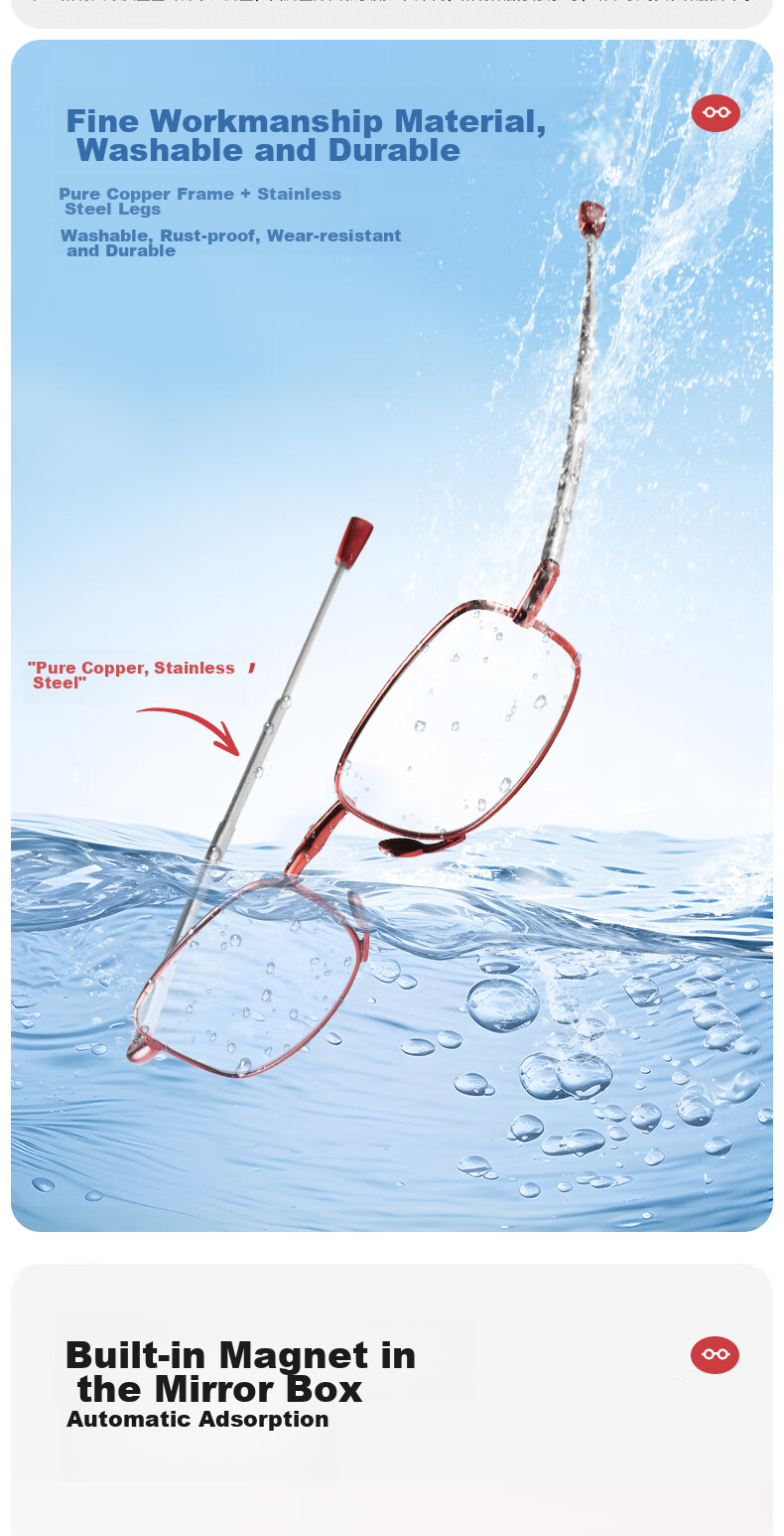 Jingpintang Folding Reading Glasses for Women, High Definition Anti-Blue Light Portable Protective Eyewear Reading Glasses JINGDONG Flagship Store Authentic 350 Degree 3