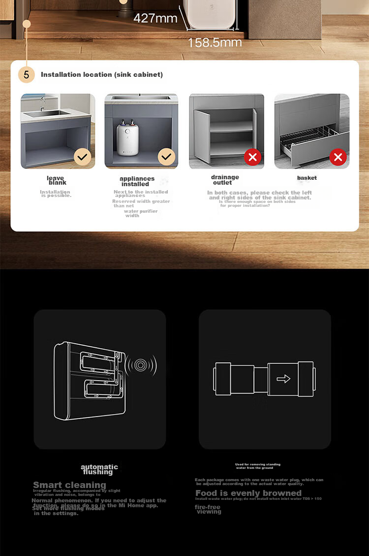 Mijia Xiaomi Water Purifier, Under-Sink Dual-Core 1200G Pro, 8-Year Long-Lasting Main RO, Dual RO Mother And Baby Grade Ultra-Pure Water Quality Kitchen Under-Sink Water Purification Machine MR 1253-A 24
