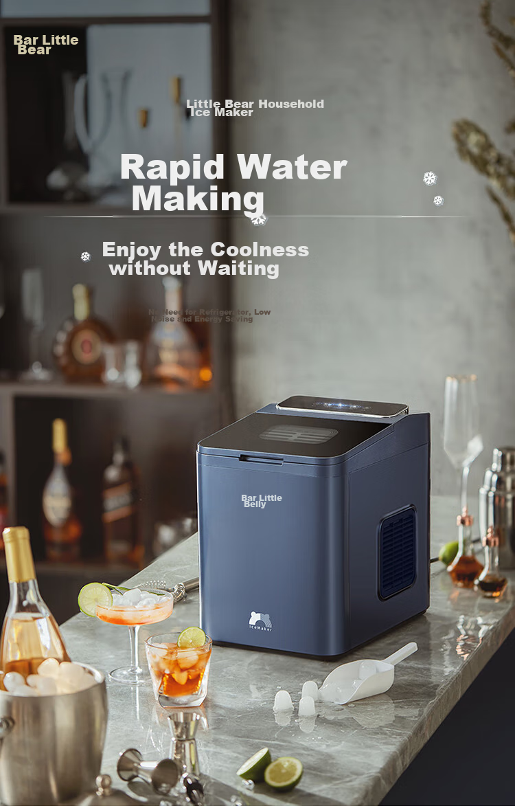 Bear Ice Maker, Home Mini Portable Ice Machine, Fully Automatic Cleaning All-In Ice Cube Maker, Office Dorm Chewing Ice Small Electronic Pop-Up Ice ZBJ-C01C5 1