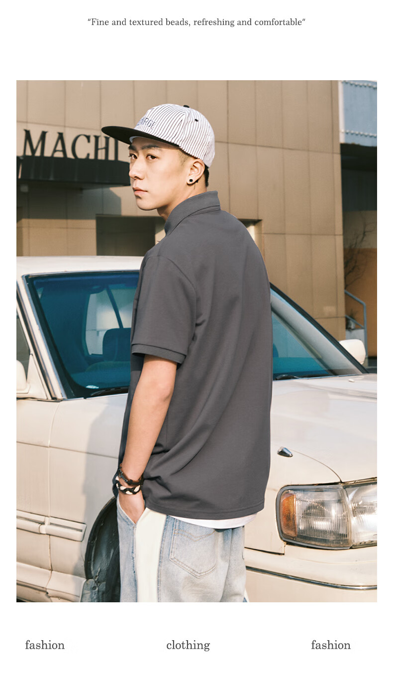 GENIOLAMODE Polo Shirt for Men, Summer Casual Retro Chinese Trendy Printed Collar Short-Sleeve Men's T-Shirt, White, 2XL 17