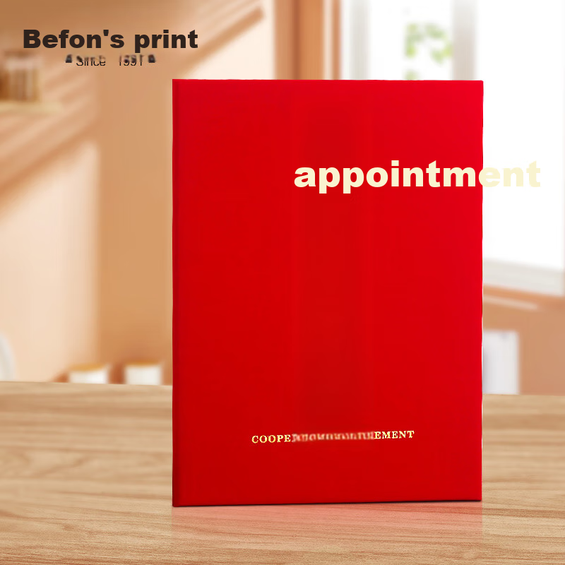Befon A4 Velvet Signature Book, High-End Signing Ceremony Book, Strategic Cooperation Agreement, Red Signature Folder for Recitation, Signing Pad, Contract Folder 2635