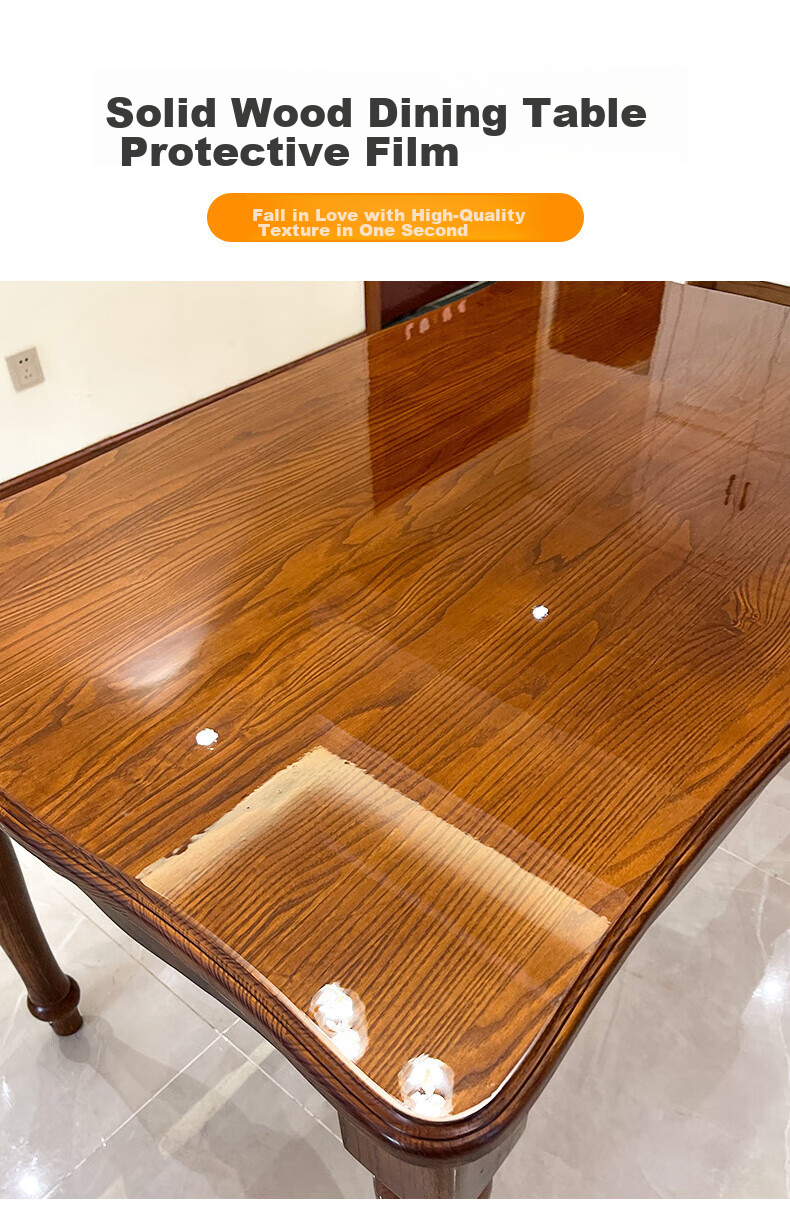 Xiruo Solid Wood Dining Table Protective Film, Square Desk, Coffee Table, Cabinet, Heat-Resistant, Anti-Scalding, Transparent Furniture Protective Film, 90*160cm 1