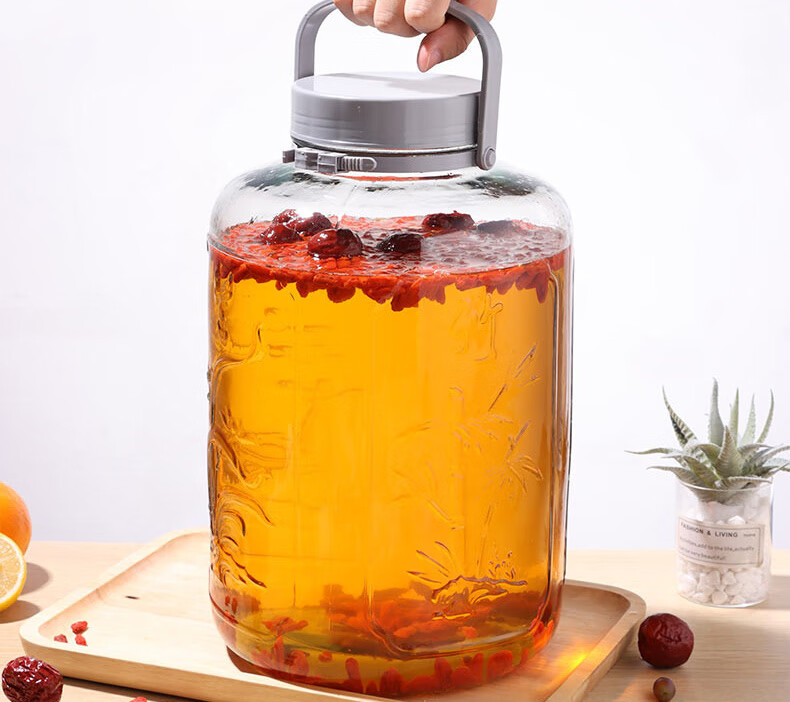 BJ Glass Jar for Infusing Liquor, Sealed Glass Container for Brewing Alcohol, Pickling Crock for Pickles And Preserved Vegetables, 20 Jin Capacity 3