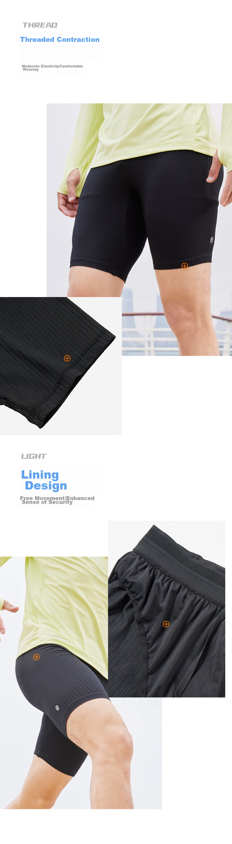 QIAODAN Men's Shorts, Feiying Half-Elastic Pants, Sports Trousers for Men, Professional Tight-Fitting Marathon Running Five-Point Shorts, Racing Compression Pants 6