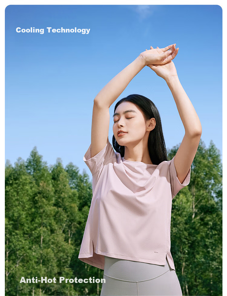 Beneunder Women's Slim Fit Round Neck Sports Base Layer T-Shirt Spring Summer New HE016 Light Moon Green S 2