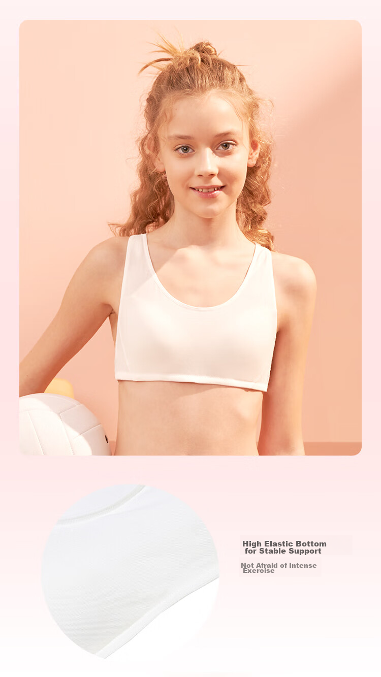 Aimer Junior Sports Bra Three-Stage Vest-Style Training Bra for Girls' Development, Mesh Fabric AJ1158593 White 165 3
