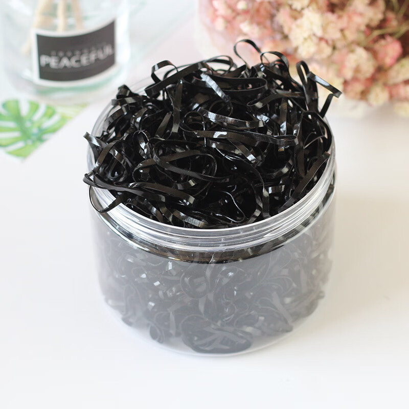 Jingxiaodi Approximately 500 Thickened And Reinforced Disposable Hair Ties, High Elasticity Children's Rubber Bands, Hair Elastics And Hair Bands in Black And Colorful