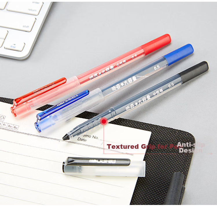 AIHAO Signature Pen, 0.5MM Full Needle Tube Gel Pen, Super Writing Capacity, Black Ink, Integrated Posture-Correcting Pen, Office Supplies, 12 Pieces, 47920 9