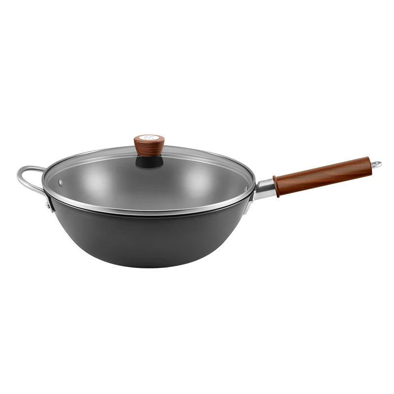 ZWILLING Iron Wok Stir-Fry Pan Flat Bottom Non-Coated Chinese-Style Compatible with Induction And Gas Stoves Dragon Iron Wok Dragon32cm