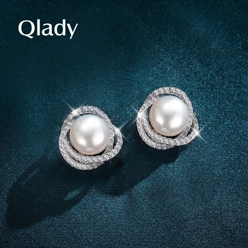 Серьги-пусеты Qlady из пресноводного жемчуга для женщин, серебряные ювелирные изделия, элегантные аксессуары для ушей, подарок на день рождения и Новый год для жены