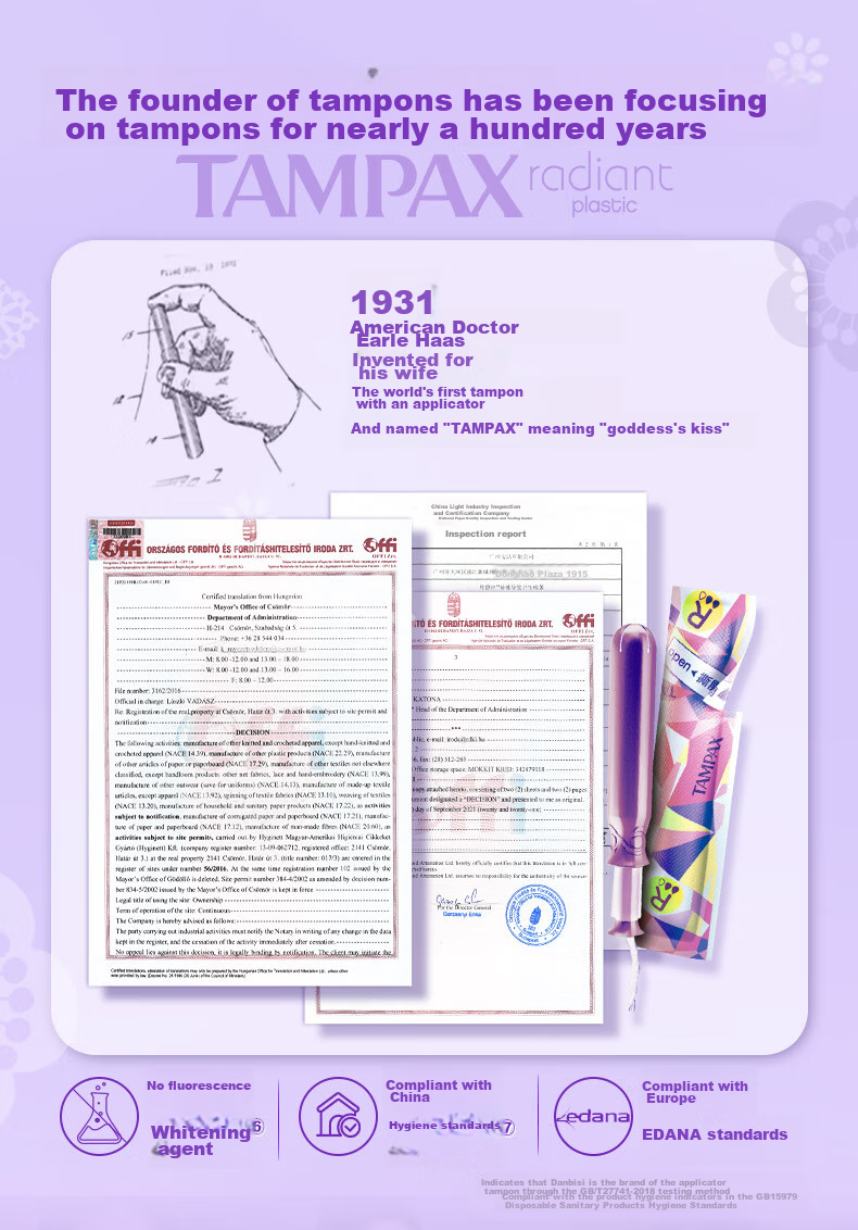 TAMPAX Easy-Push Short Tampons, Regular Flow, 16 Count, Built-In Cotton Pads, Sanitary Napkins, Summer Comfort Protectio 7