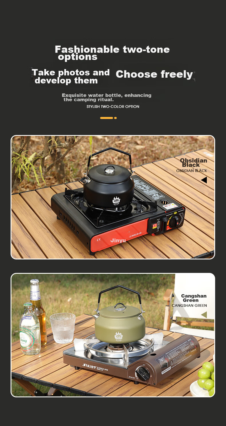Jinyu Outdoor Kettle, Camping Water Kettle, Picnic Equipment, Stainless Steel Tea Pot, Portable Stove, Camping Water Boiler 12