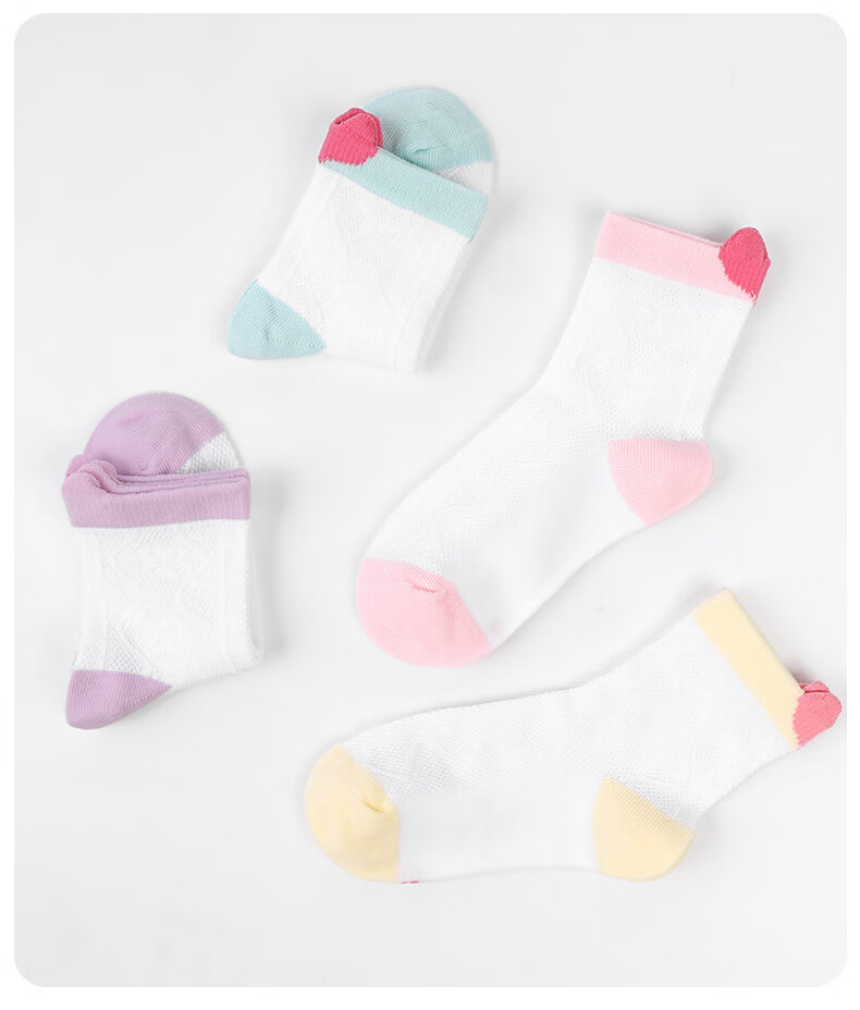 Babi Girls' Socks, Summer Thin Cotton Socks, Big Girls' Baby Spring And Autumn Mesh Socks, Children's Mid-Calf Socks, Size 16-18 14