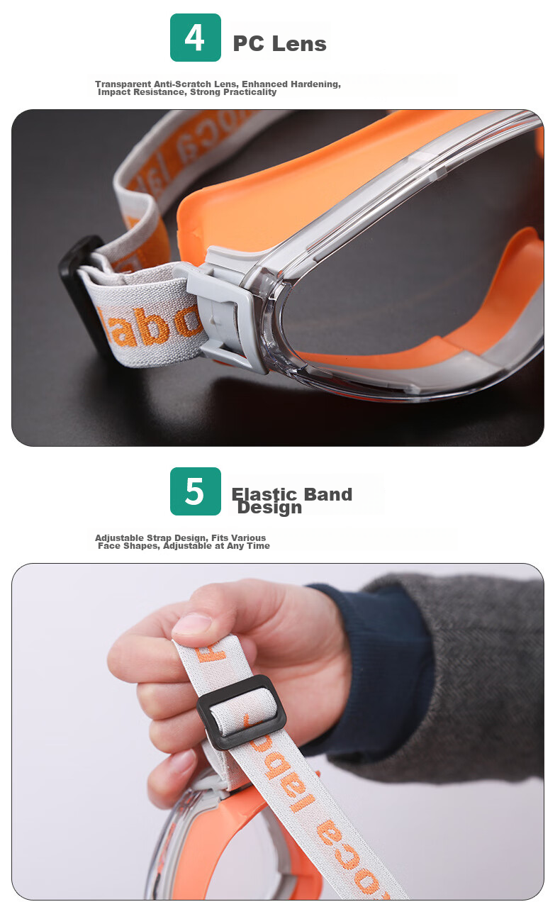 BAIGE Goggles, Pollen And Willow Catkin Protection, Fully Enclosed, Dust-Proof, Sand-Proof, Industrial Cutting Splash Protection, Anti-Fog Glasses, Orange 10