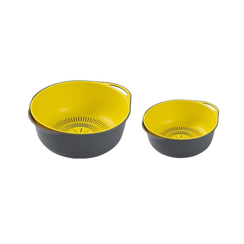 JD Jingzao Vegetable Washing Basin Draining Basket Double-layer Vegetable Washing Basket Multi-functional Washing and Rice Washing Fruit Basket (4-piece Set)
