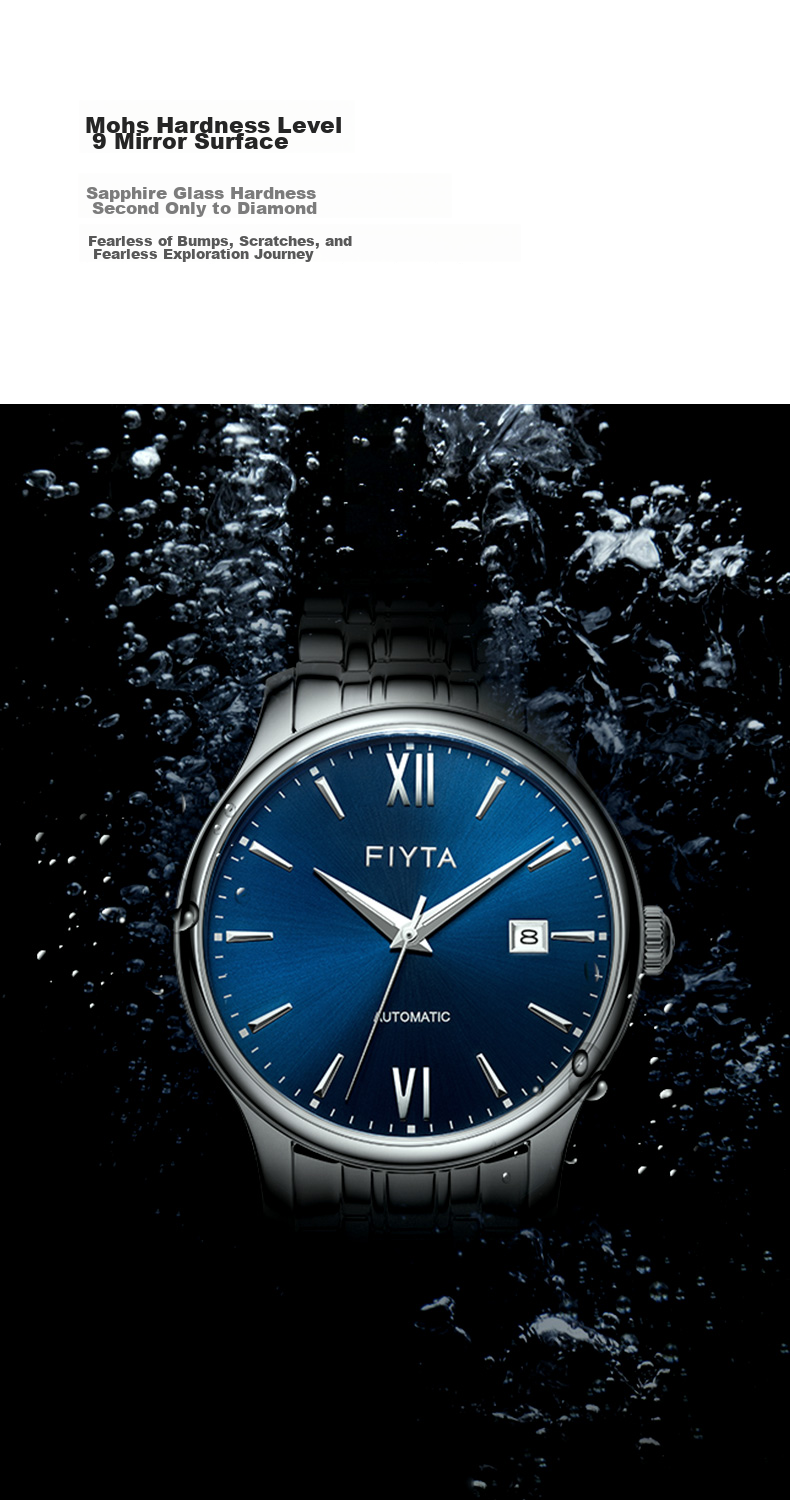 FIYTA Men's Watch, Classic Automatic Mechanical with Date Display And Blue Dial, Steel Strap Business Watch, Holiday Gift 13