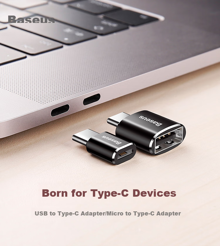Baseus Type-C Adapter USB OTG Data Cable, Phone USB Drive Tablet Adapter, Car Charger Converter, Compatible with Apple MacBook Laptops Huawei Xiaomi 1