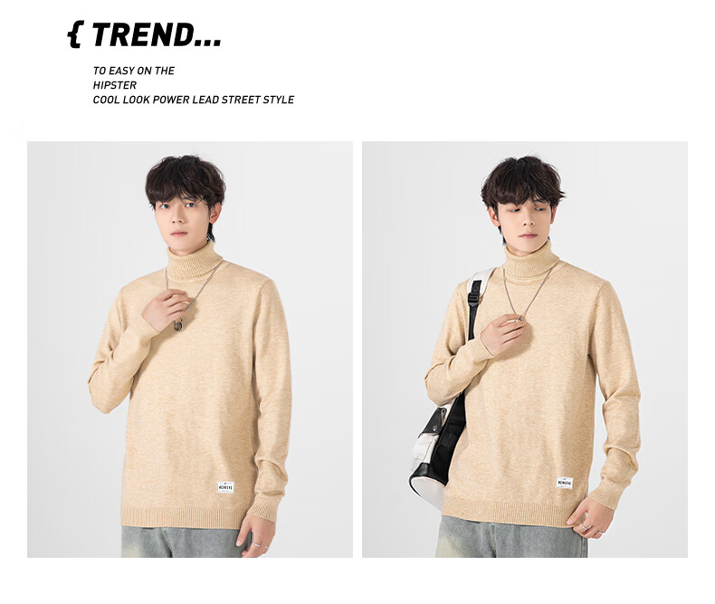Warrior Men's Winter Turtleneck Warm Knit Sweater Loose Pullover Casual Sports Base Layer 19