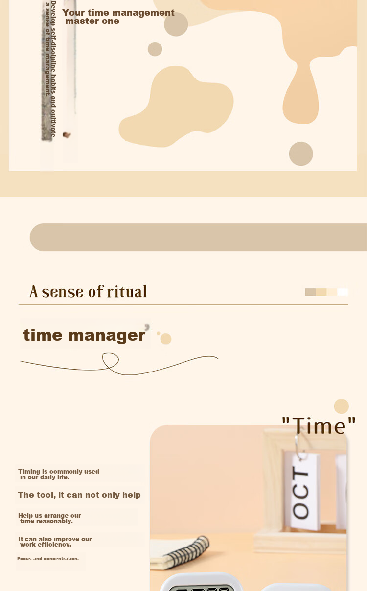 BJ Timer, Study Time Management Timer, Kitchen Multifunctional Baking Electronic Countdown Timer, Magnetic Desig 2